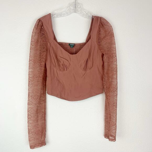 Wild Fable Top Small Juniors Crop Lace Blouse Sheer‎ Coquette Romantic S - Picture 1 of 6